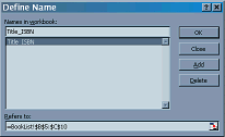 Define a name for a range of cells